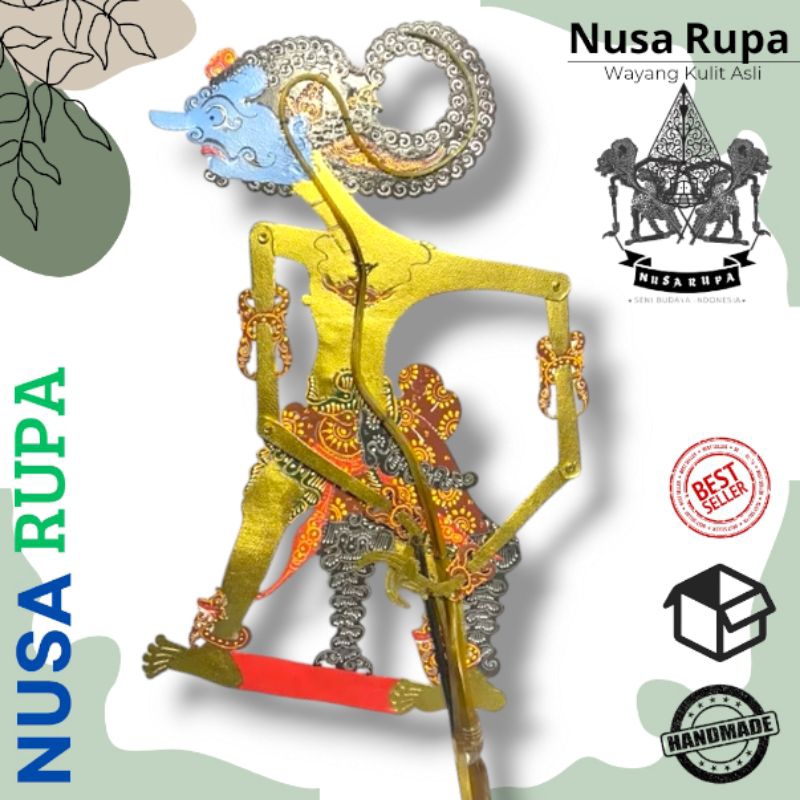 Wayang Kulit Alusan Antasena/Ontoseno Gapit Sungu Ukuran 30cm