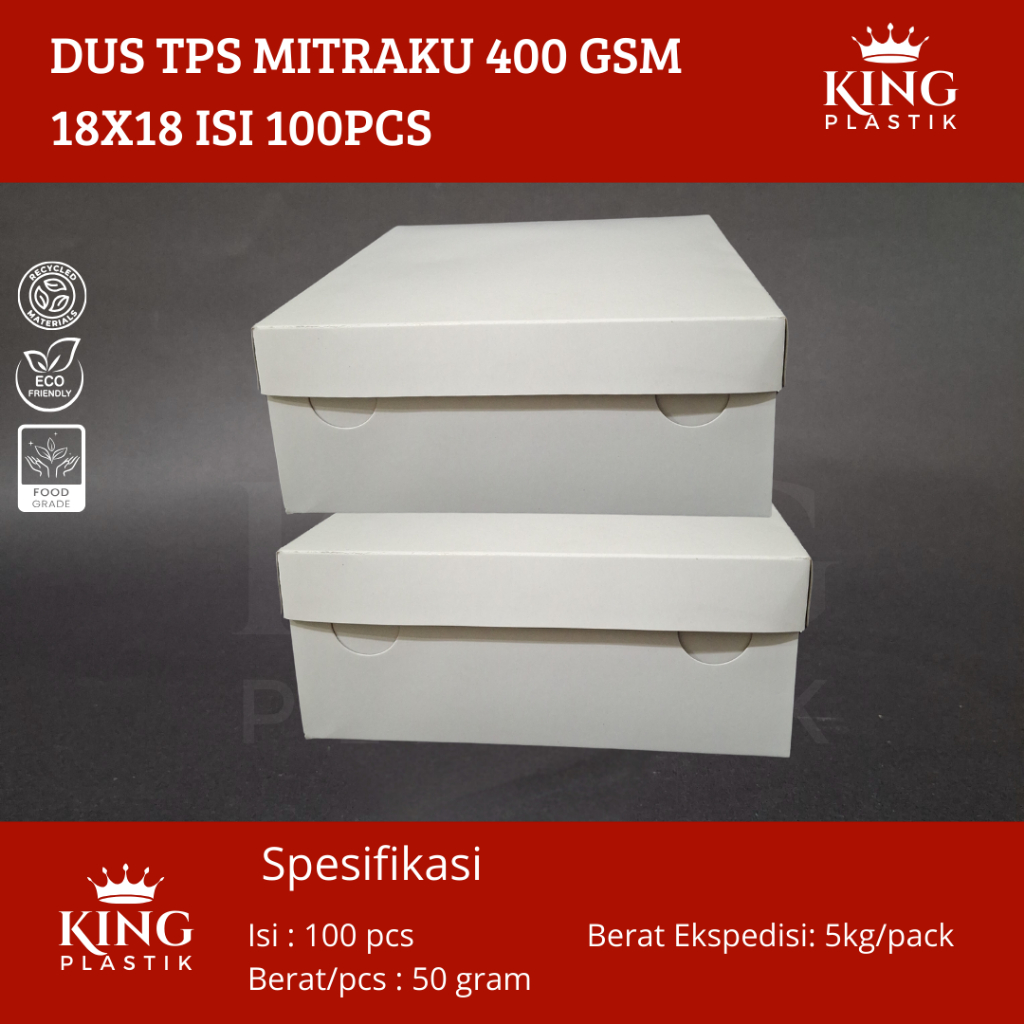 

Dus | Box 400gsm 18x18 | Kotak Nasi Kue Makanan Polos 18 x 18