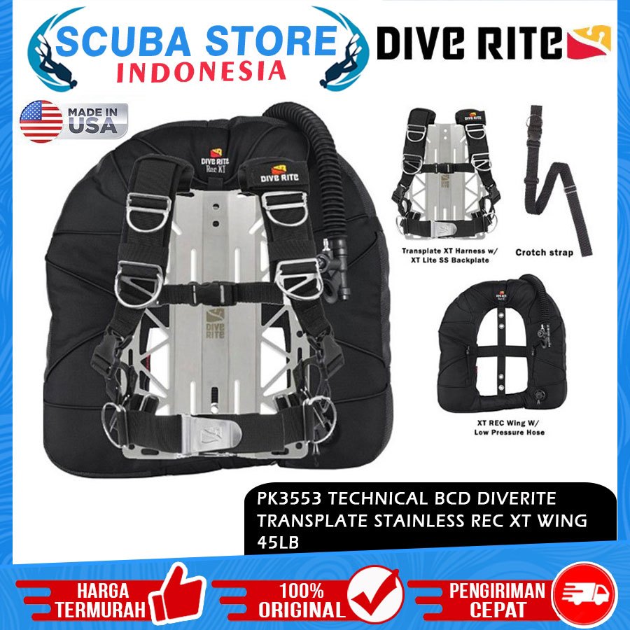 PK3543 BCD Technical Diverite Transplate REC EXP 45lb Wing Buoyancy BC Dive Rite Scuba Diving Selam