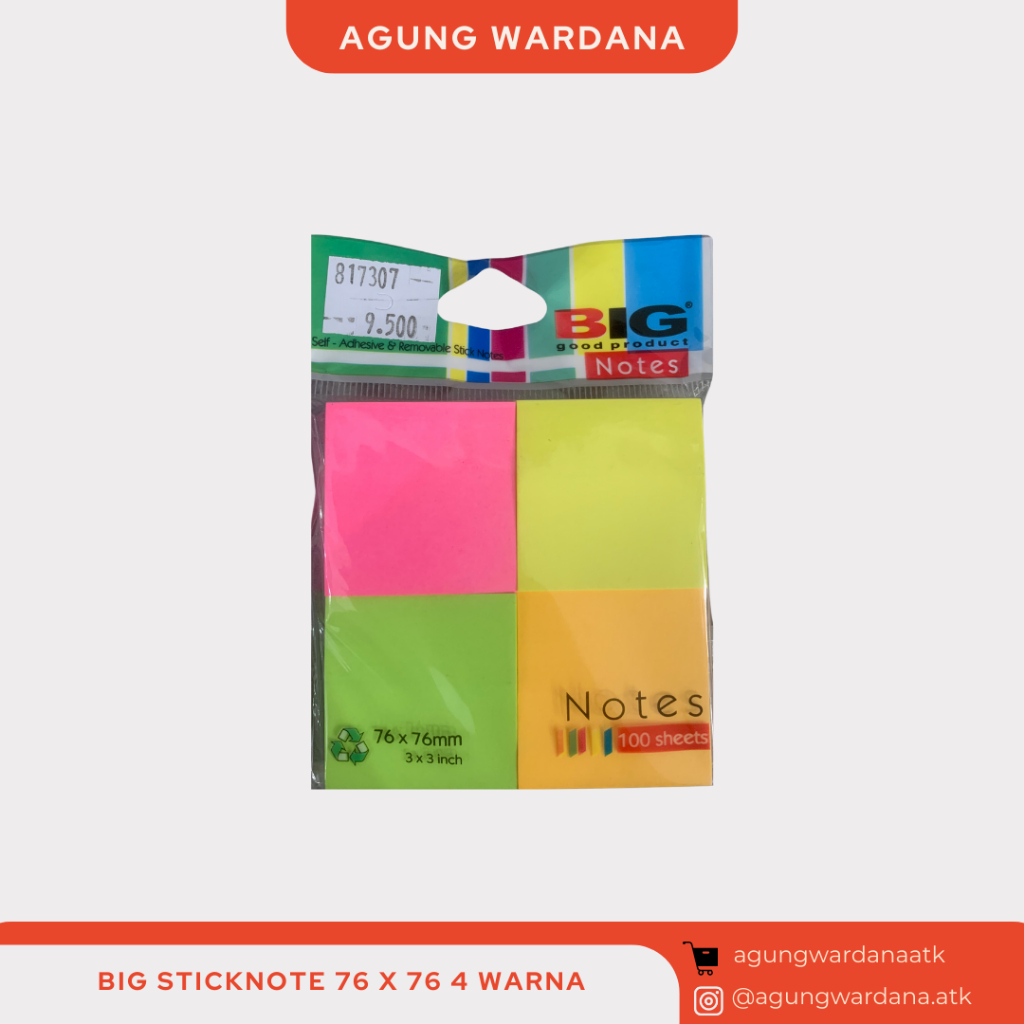 

BIG STICKNOTE 76 X 76 4 WARNA