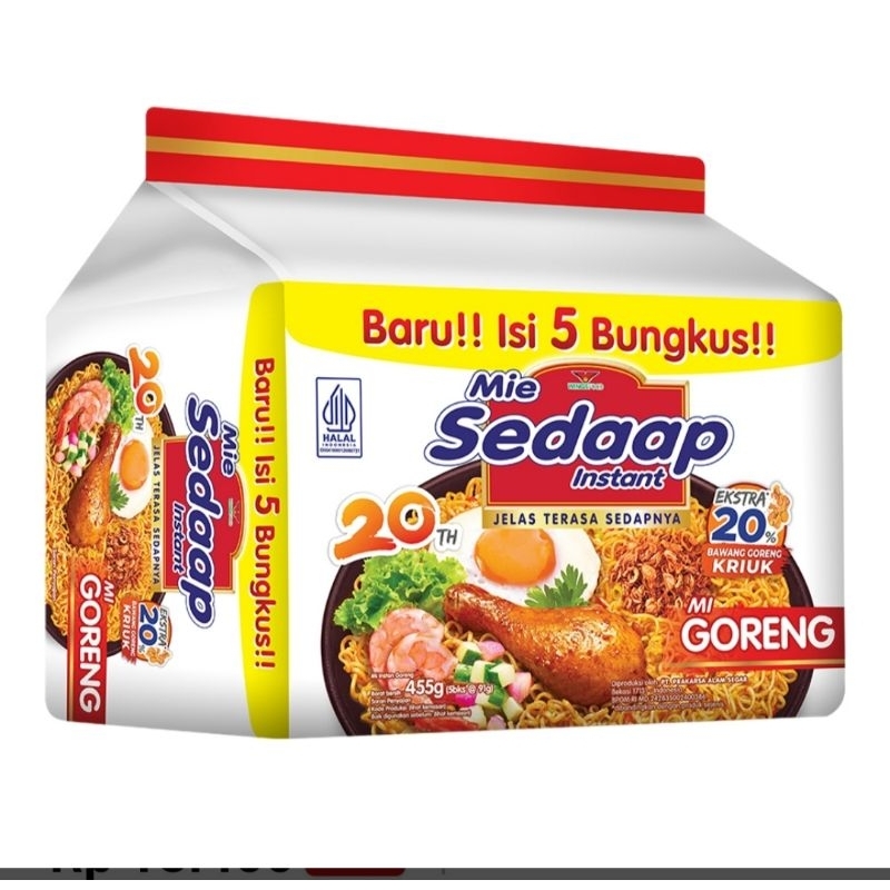 

mie sedap packing isi 5 bungkus didalamnya