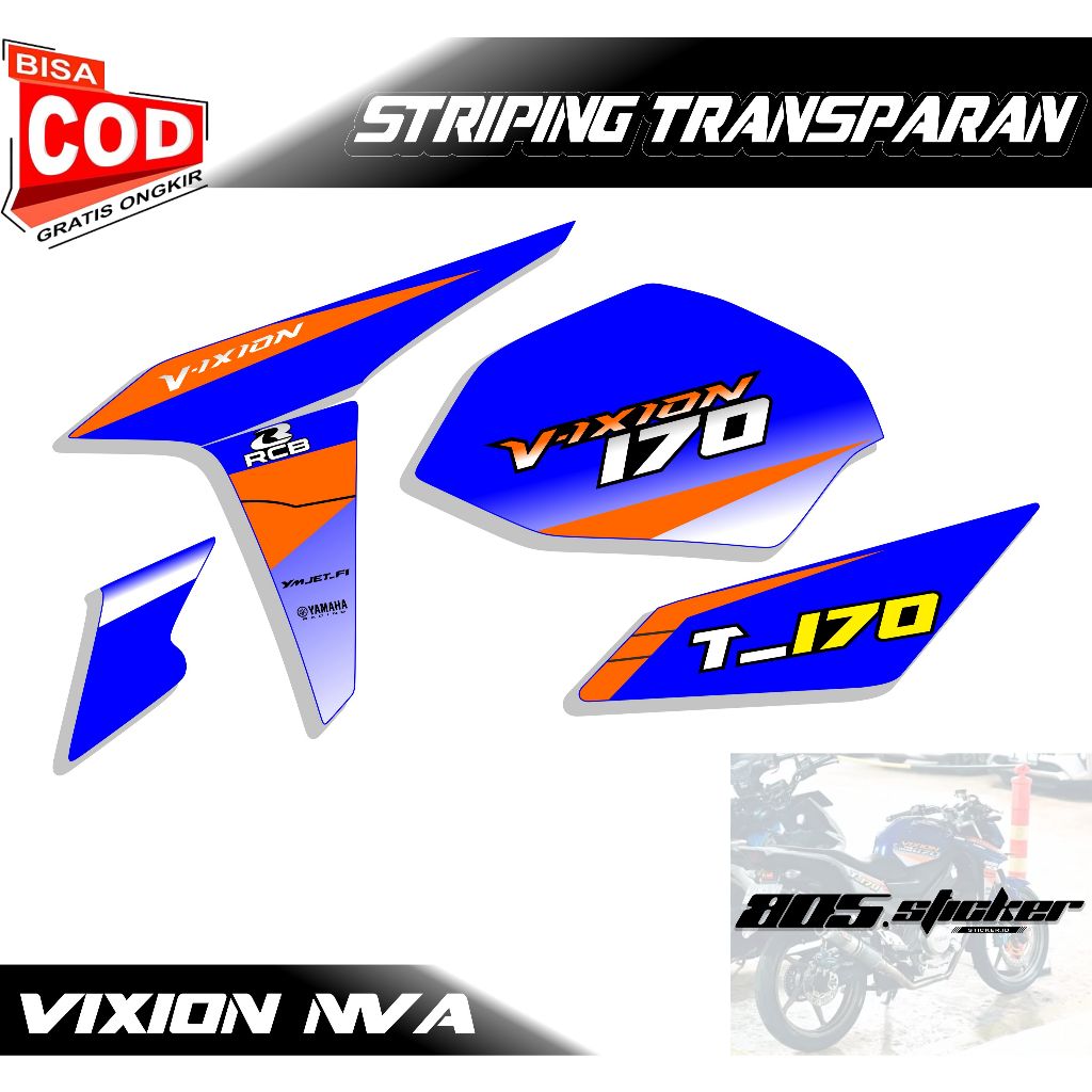 STRIPING STIKER TRANSPARAN NEW VIXION ADVANCE/VIXION NVA/STIKER VARIASI VIXION NEW GRAFIS KEREN
