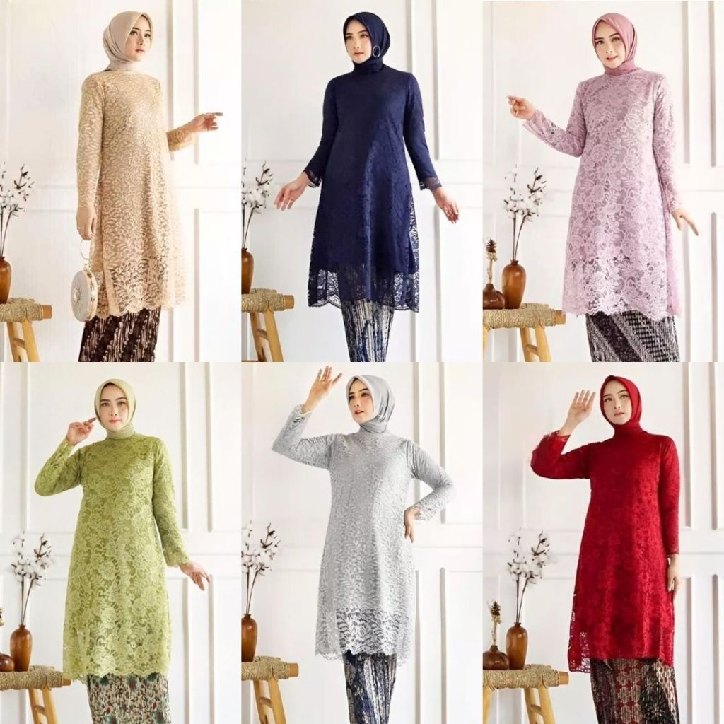 TERBARU ...  Atasan Kebaya Tunik Brokat Seri Warna dan Ukuran / Atasan Kebaya Tunik Wanita