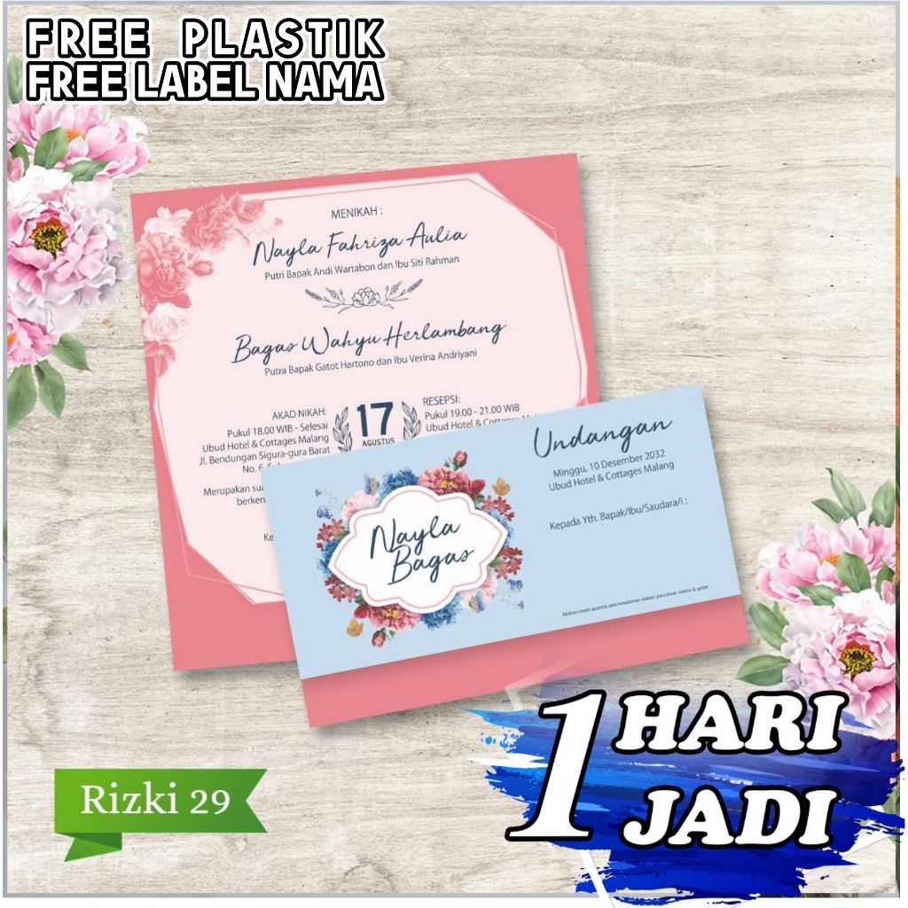 Cetak Undangan Pernikahan Rustik Elegan Unik Desain Terbaru Rizki 29 Express Sehari Jadi
