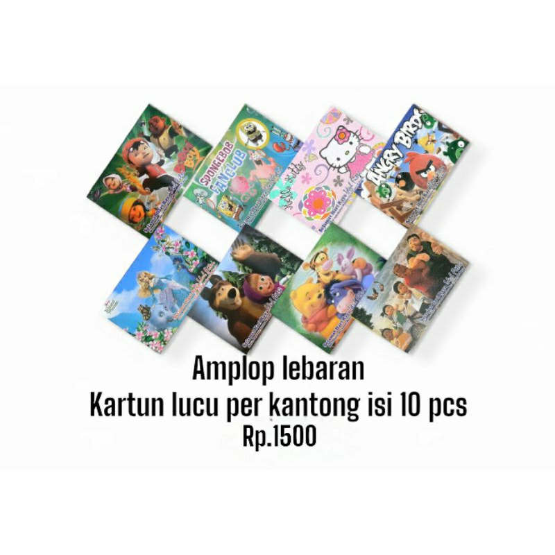 

Amplop lebaran kartun lucu per kantong isi 10 pcs
