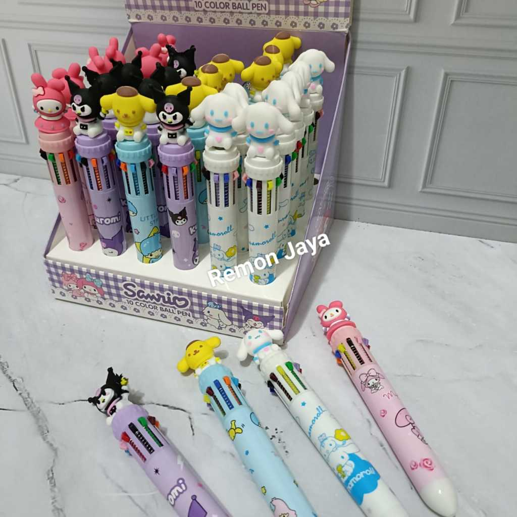 

(isi 3 / 6 pcs)Pulpen Cetek 10 Warna labubu Pen Ballpoint Pen 10 Warna sandrio