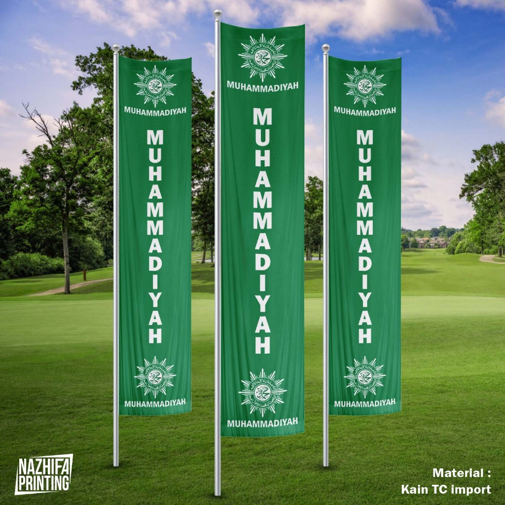 Nazhifa Printing - Umbul Umbul Muhammadiyah, Bahan TC, Ukuran Kecil-Besar