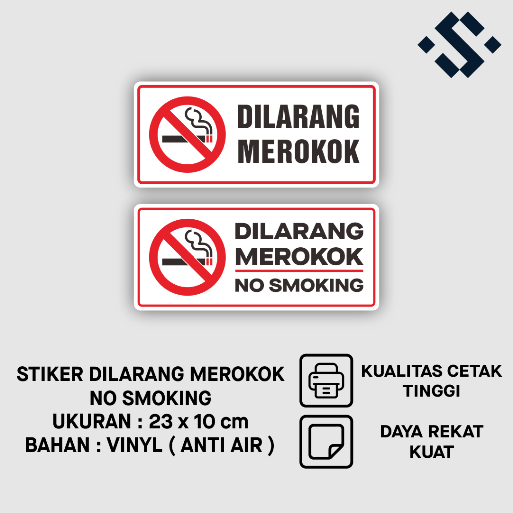 

Sticker Sign No Smoking Dilarang Merokok Stiker Label Vinyl Sign Marka 23 x 10 cm