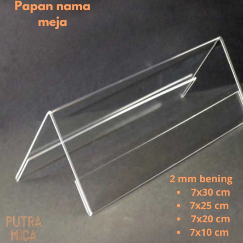 Papan nama meja acrylic / acrylic segitiga /tent card segitiga / papan kasir