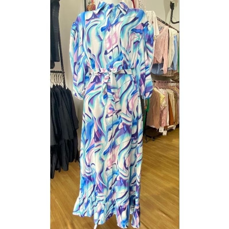 MIDI DRESS MIDI DRESS WANITA IMPORT KEKINIAN DRESS TALI DRESS LENGAN BALON