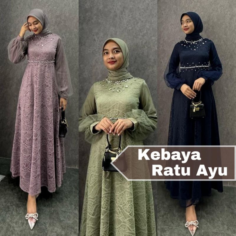 NADINE DRESS BROKAT KOMBINASI /FASHION MUSLIM WANITA / GAMIS NADINE / BISA COD
