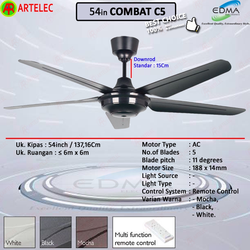 Kipas Angin Gantung MT.EDMA 54in COMBAT C5 Ceiling Fan Plafon Mt Edma | MtEdma kipas angin plafon