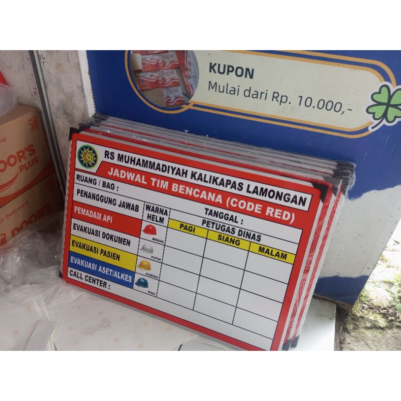 

JADWAL CODE RED - WHITEBOARD - UKURAN 50CM*70CM