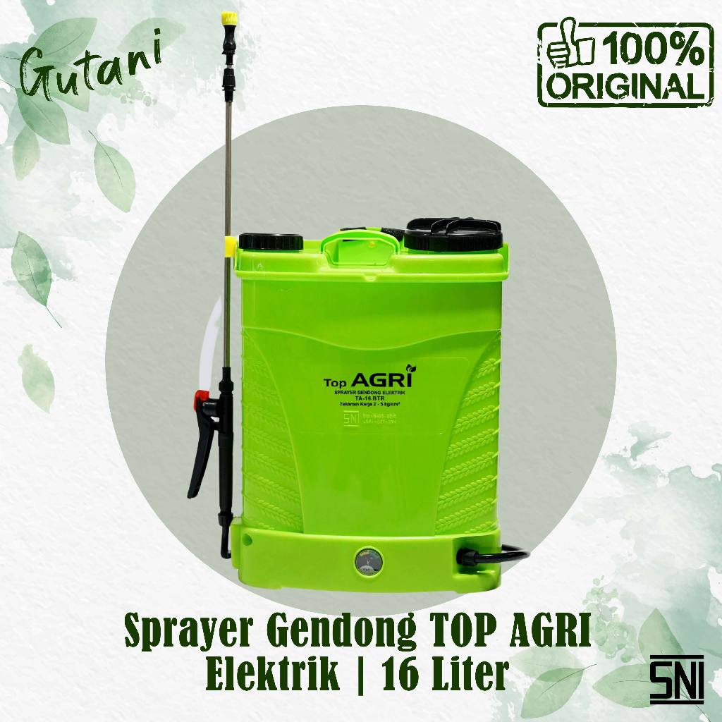 TOP AGRI Sprayer Gendong Elektrik Isi Ulang 16 Liter, Warna Hijau, By PT Star Metal