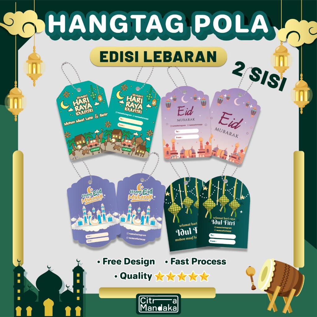 

Hang Tag Idul Fitri 2 Sisi Pola Custom Lebaran Idul Fitri Free Design