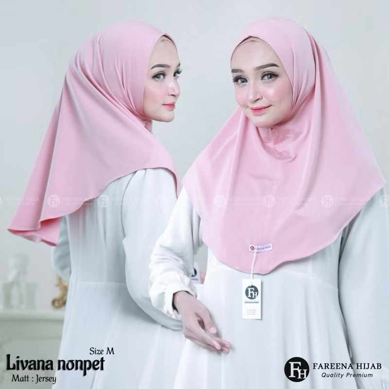 Hijab Bergo Instan Premium Daily Malay Non Pet Size M Jersey -Hijab Non Pet