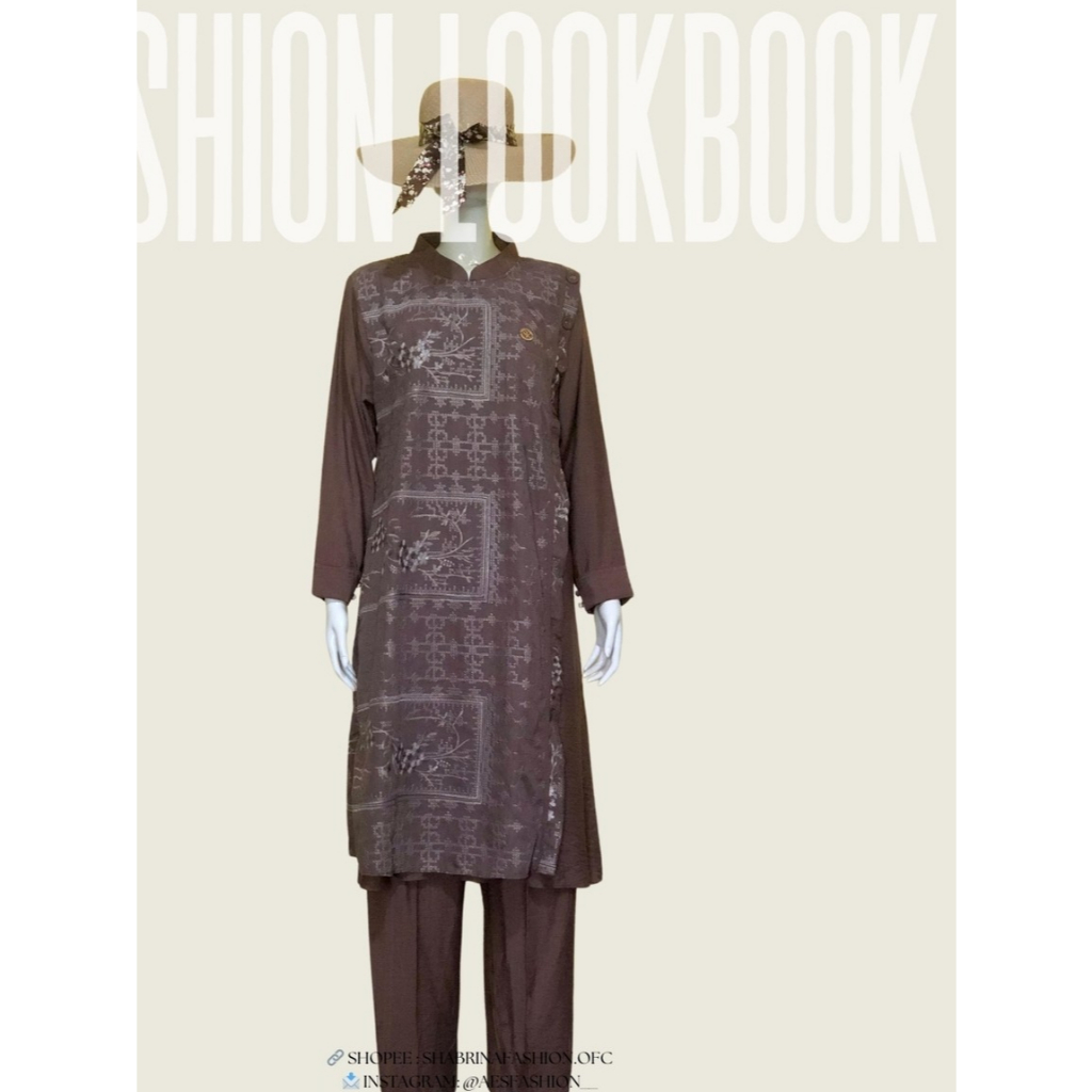 061. AEs - setelan celana baju lebaran wanita, syakur setcel coffee premium