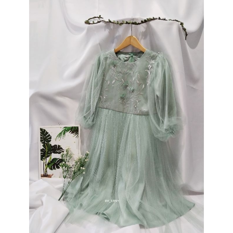 Gaun Pesta Anak/ Sage Green Dress/ Party Dress
