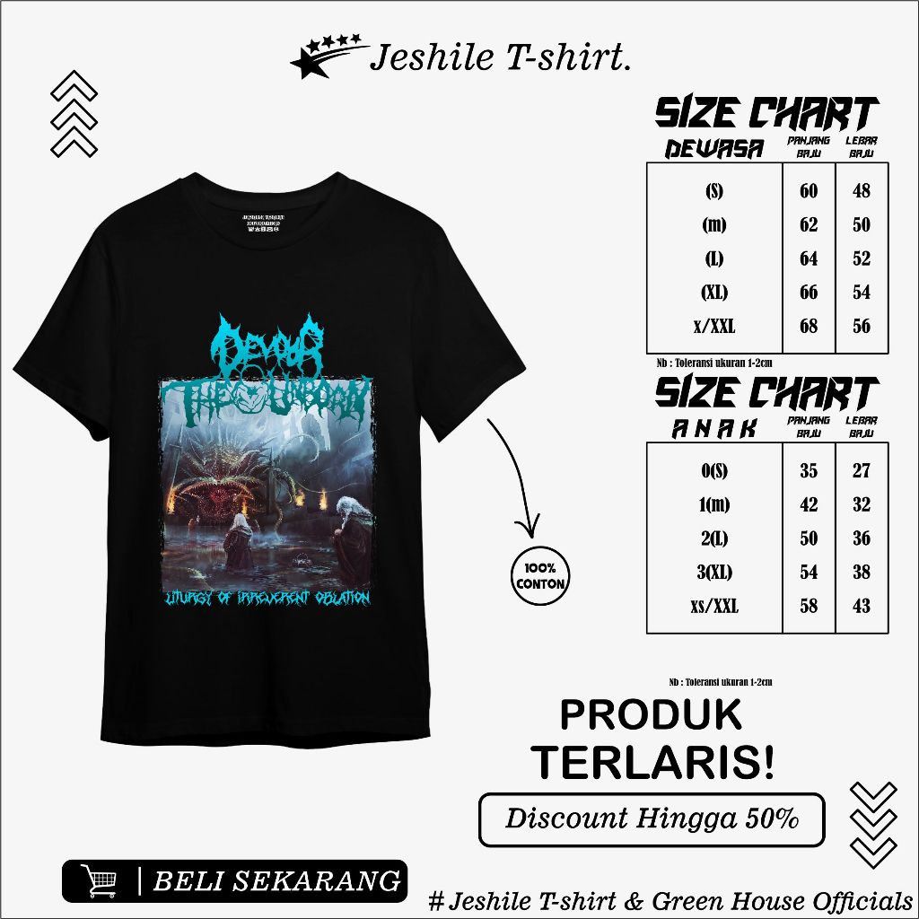 Kaos Metal / Baju metal band/edisi devour the unborn Private Judgment Day / T shirt Metal / Kaos Ban