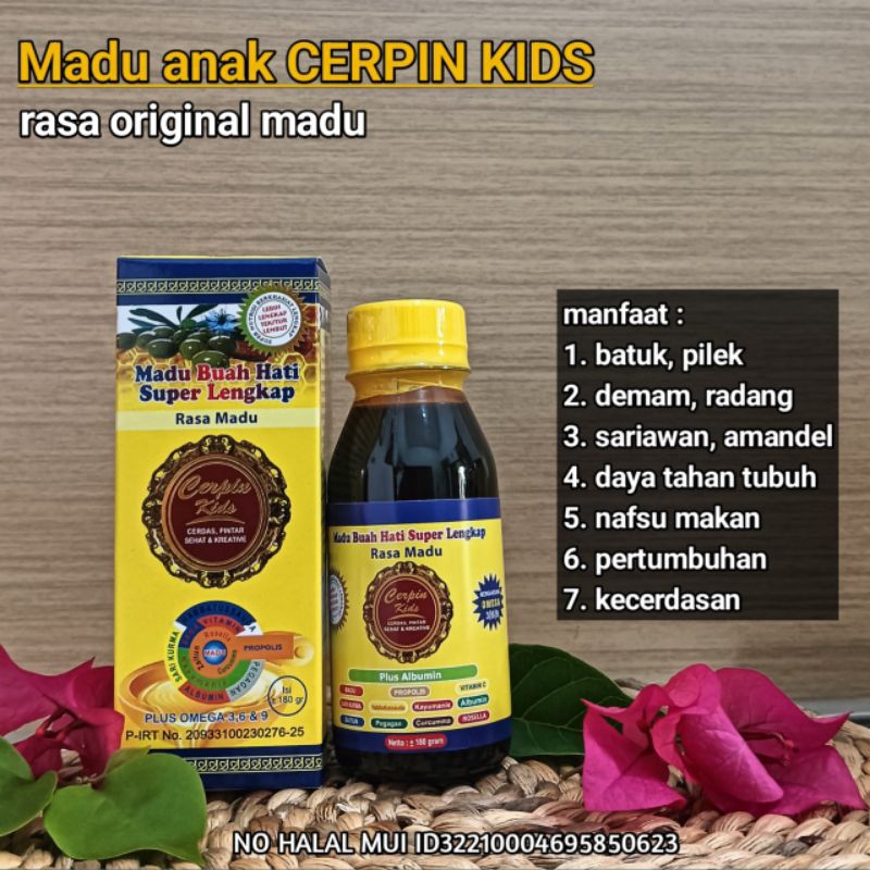 

CERPIN KIDS Madu Nafsu makan Gemuk Badan Batuk Pilek Penurun Panas Demam Sariawan Daya Tahan Tubuh Pintar pertumbuhan Cerdas Anak