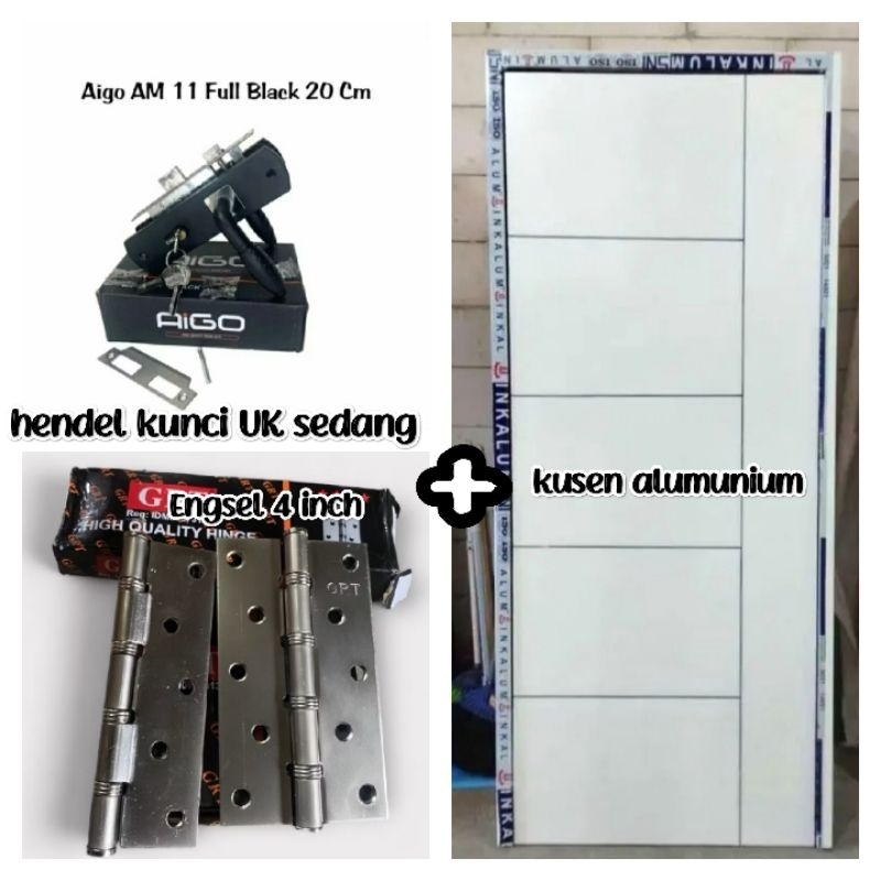 satu set pintu minimalis + kusen alumunium.,free hendel dan engsel siap pasang