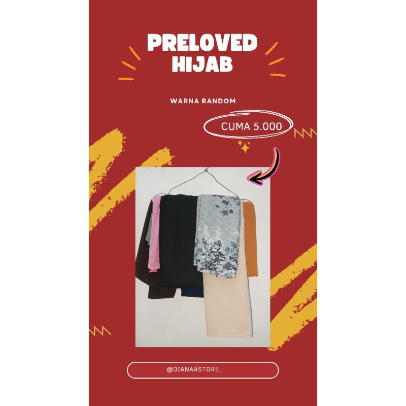 Preloved Hijab segiempat warna random/preloved hijab motif/preloved hijab polos/preloved hijab 5000/