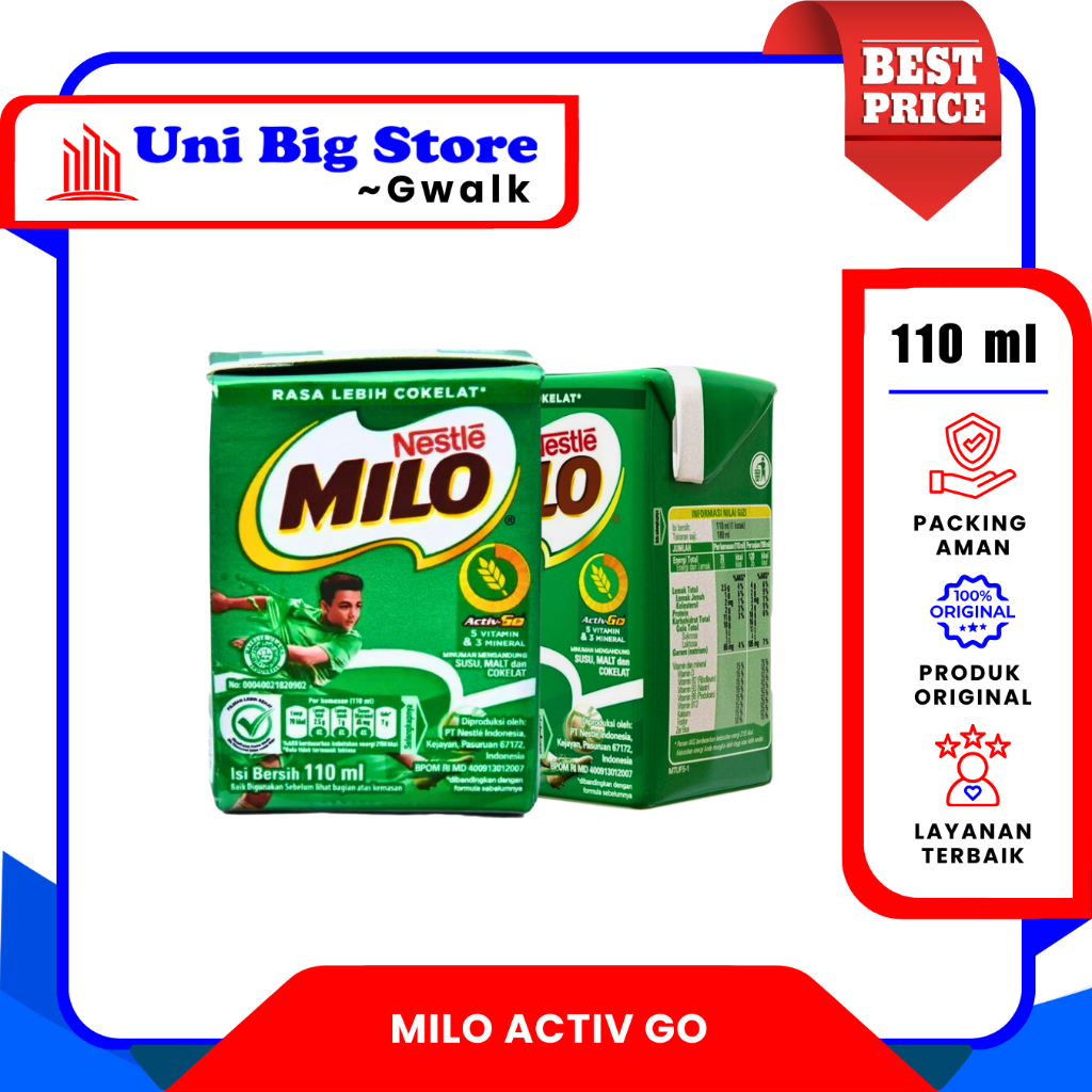 

NESTLE MILO ACTIV GO SUSU COKLAT UHT - 110 ml