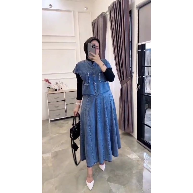 One Set Rok Jeans Ane Setelan Rok Jeans Terbaru