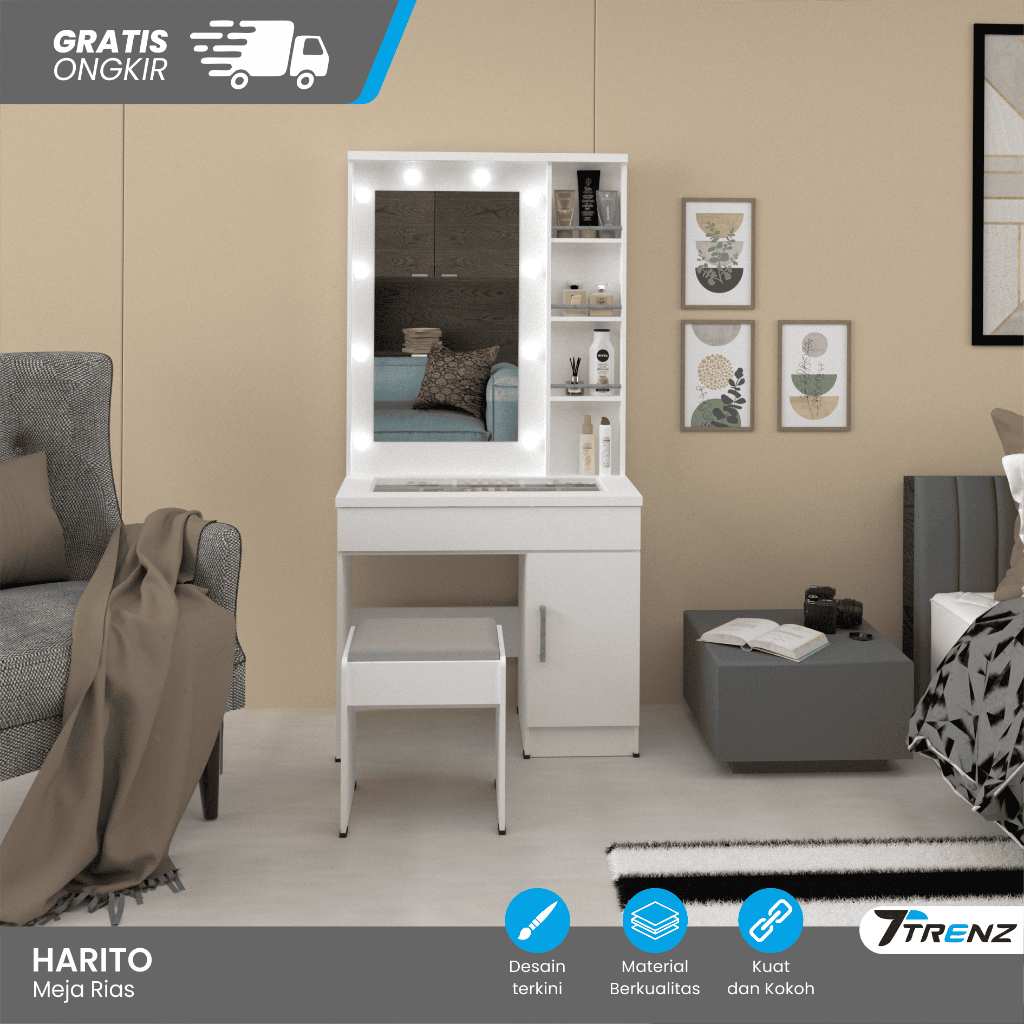 Trenz Furniture Meja Rias Lampu 1677 Wakanda Meja Rias Marble Termurah Surabaya