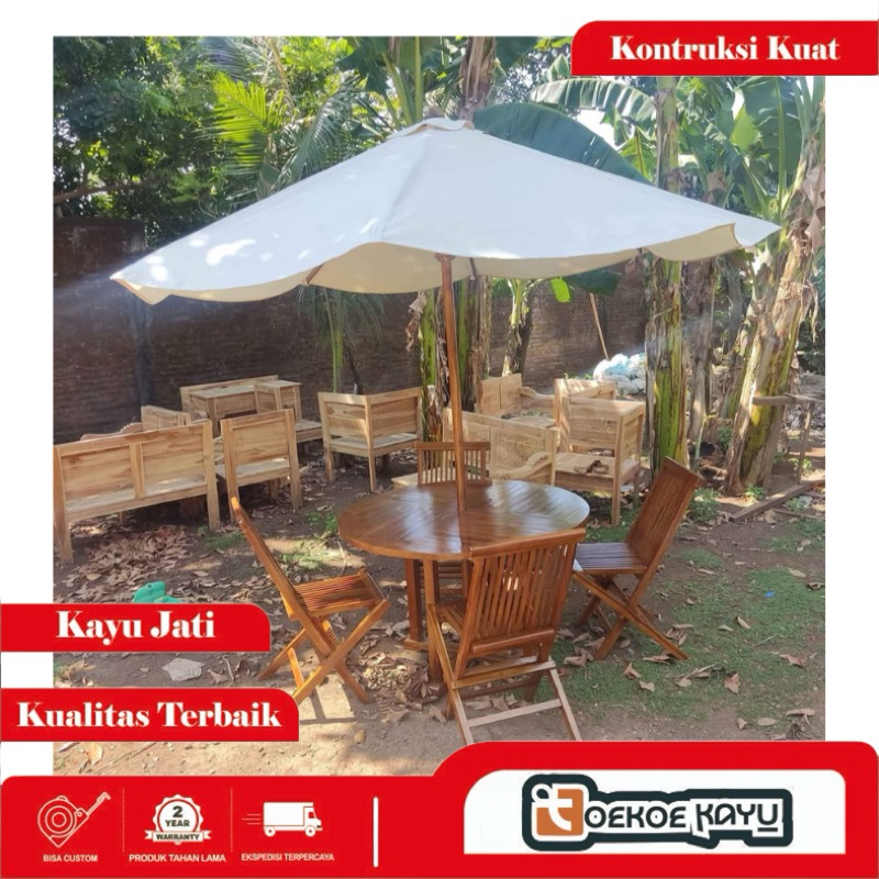 Payung kayu jati, payung cafe, payung pantai jumbo, payung teras, diameter 3meter, payung cafe satu 