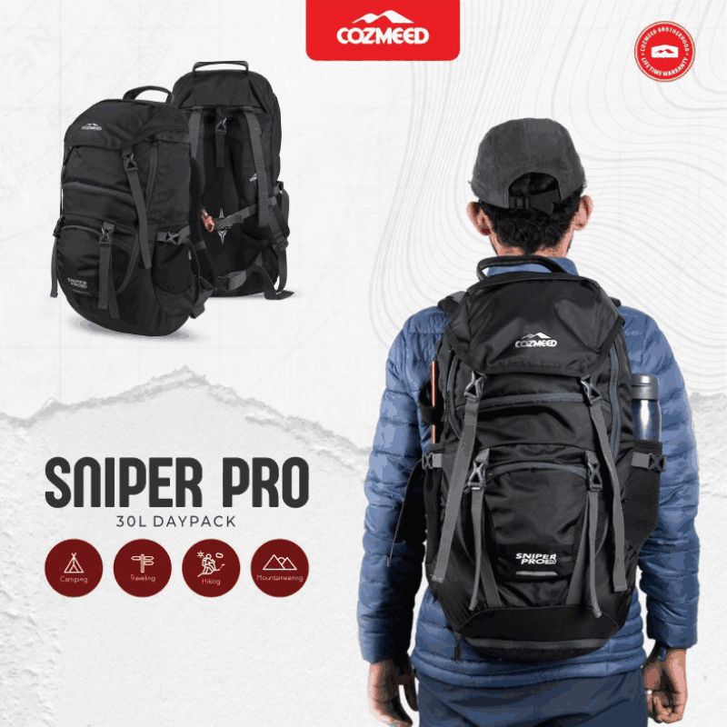 Cozmeed Tas Ransel Laptop Multi Kompartement 30Liter Unisex Cordura Sniper Pro Hitam