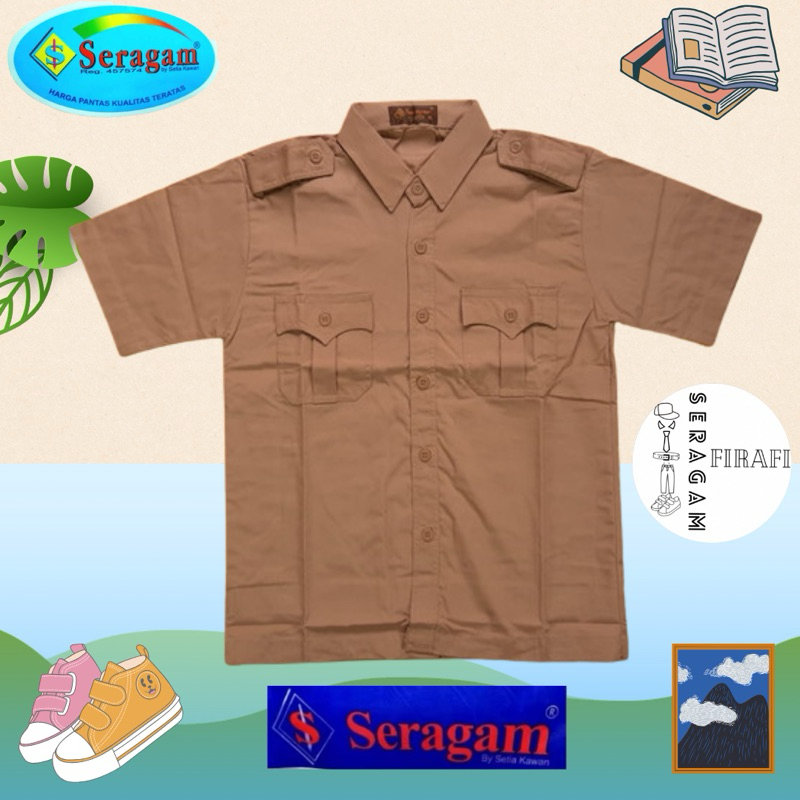 Baju Seragam Penggalang Pramuka Lengan Pendek SD SMP SMA Merek Seragam / Seragam Pramuka SD / Seraga