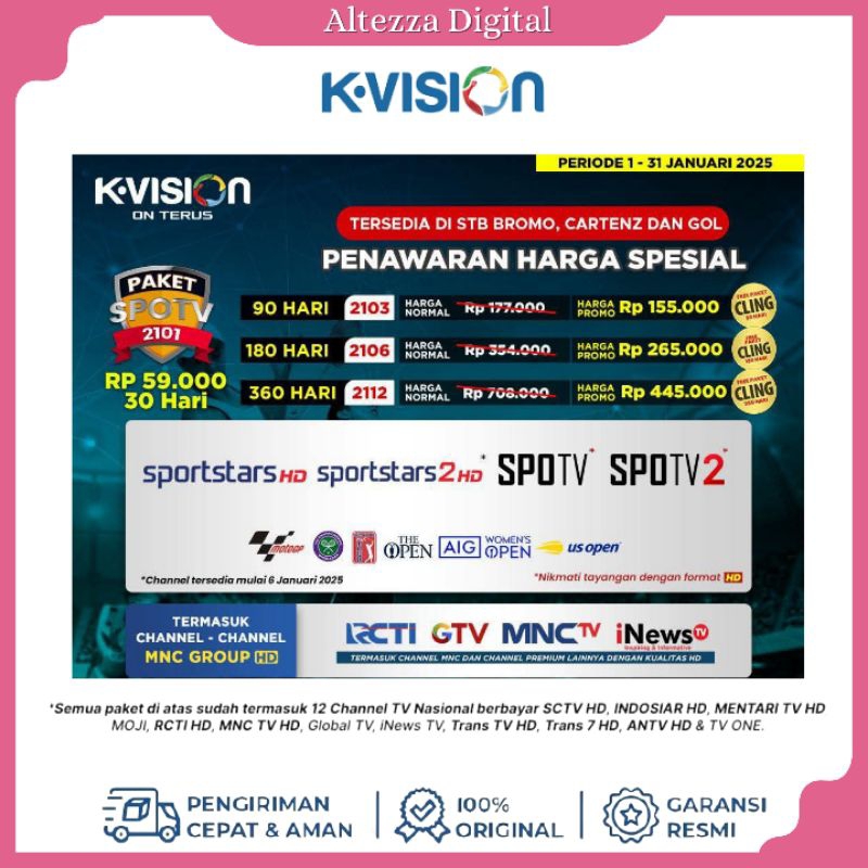 Tv Voucher Paket SPOTV K-Vision 3Bulan 6Bulan 12Bulan