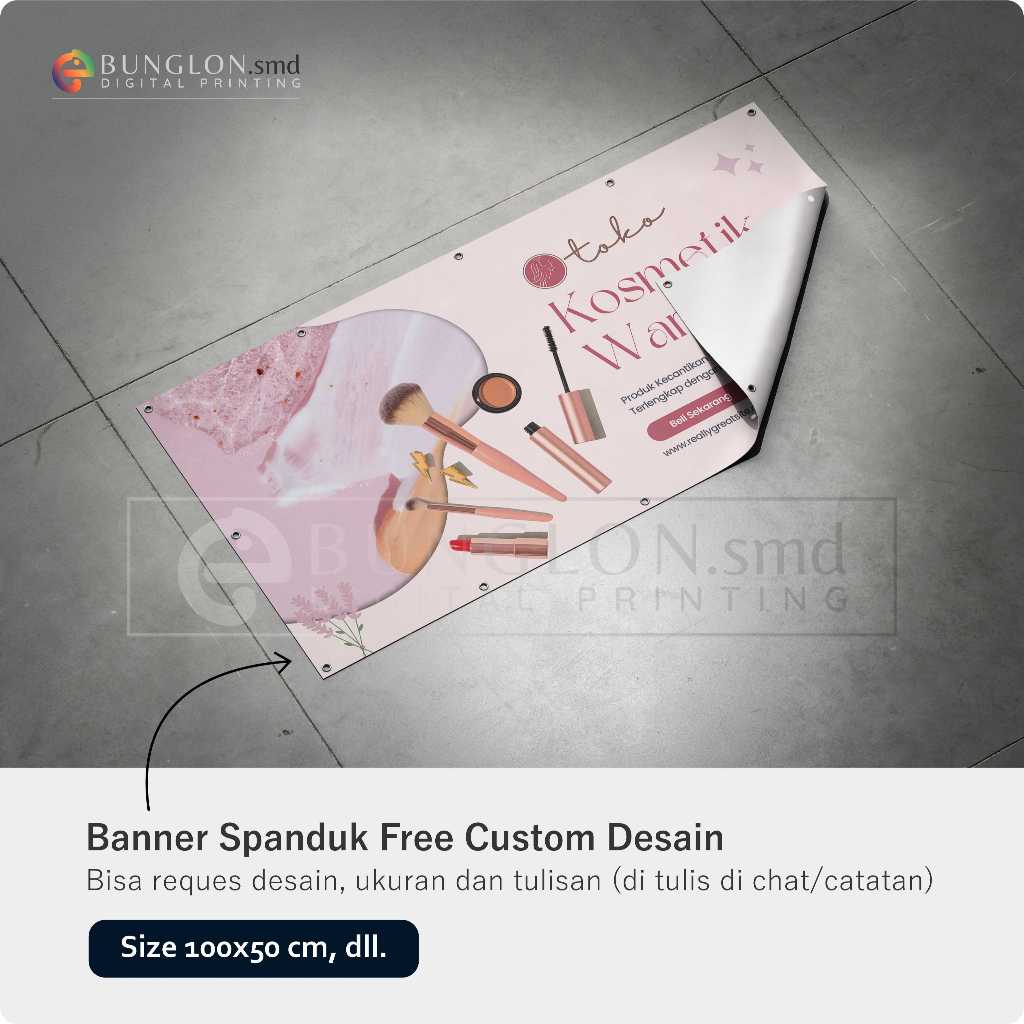 PRINT CETAK SPANDUK BANNER TOKO KOSMETIK BEBAS DESAIN