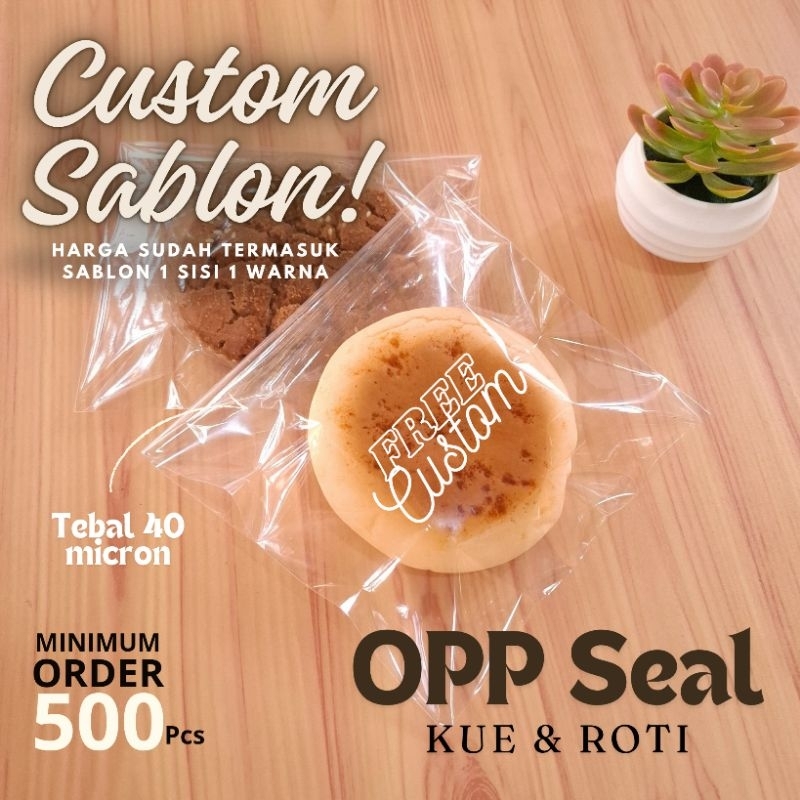 OPP Seal 15 × 18 Plastik Bungkus Makanan | Bakery | Roti | Kue Custom Sablon