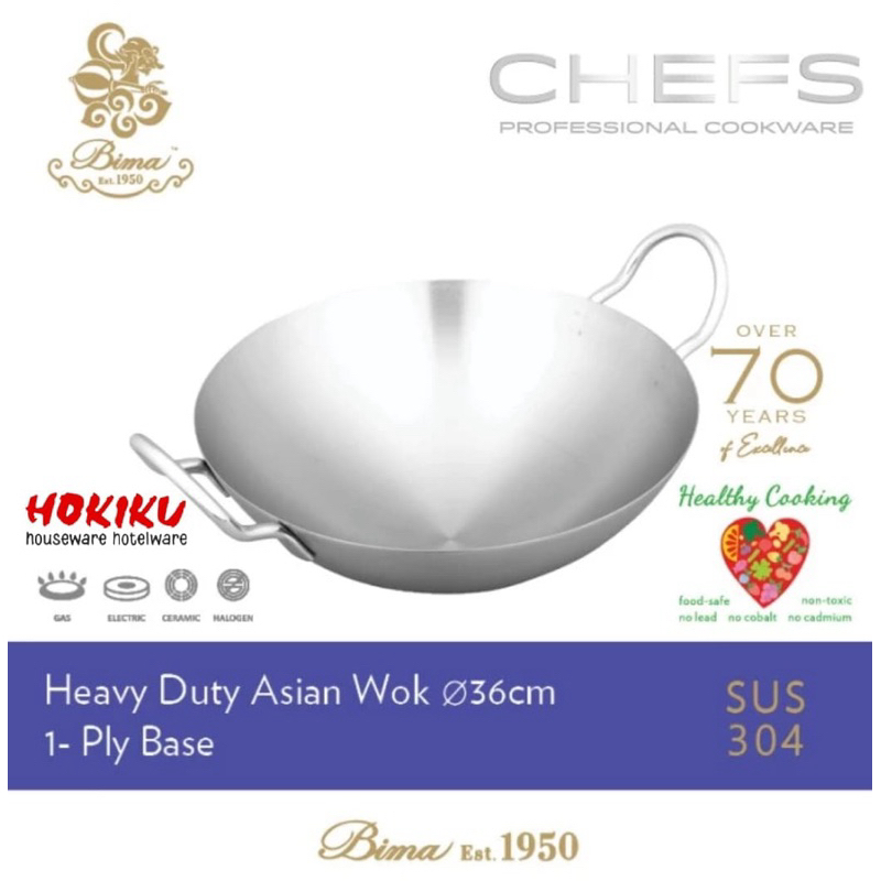 BIMA CHEFS ASIAN WOK 36CM SUS 304 BP0101336