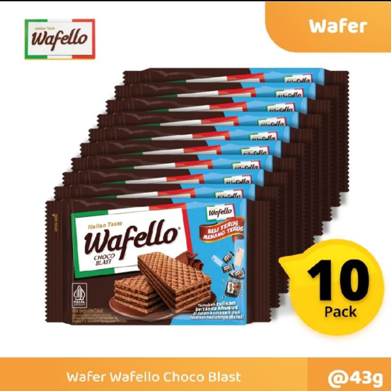 

ROMA WAFELLO WAFER CHOCO BLAST (1 PACK ISI 10 BUNGKUS) @ 43 GRAM