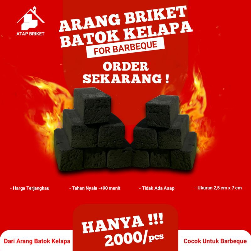 Arang Briket Untuk Barbeque Murni 100% Arang Batok / Tempurung Kelapa Termurah