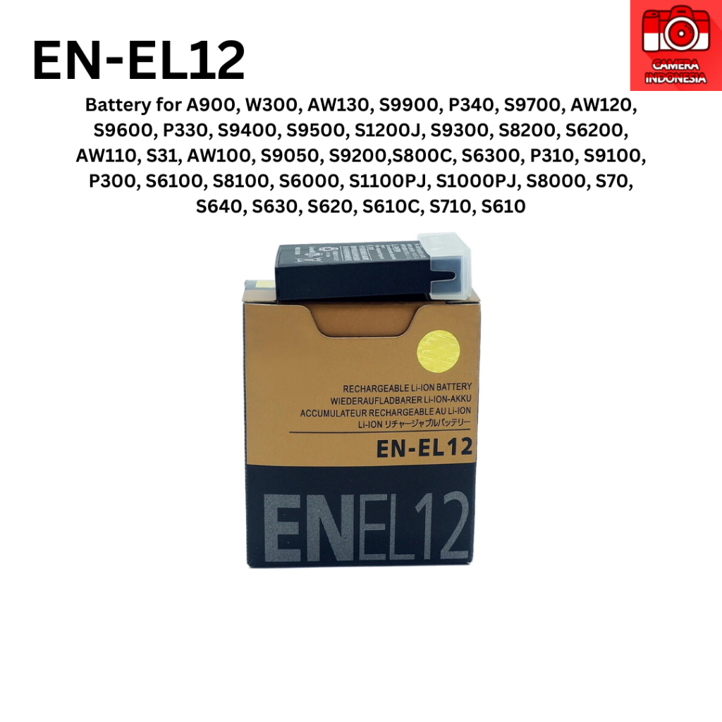 Baterai EN-EL12 Kamera Nikon Coolpix A1000 B600 W300 A900 AW130 S9900 P340 S9700 AW120 S9600 P330 S9