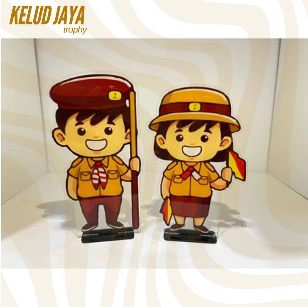 Piala Pramuka Akrilik Custom Piala Anak Pramuka Piala Jambore Pramuka Figur Piala Pramuka