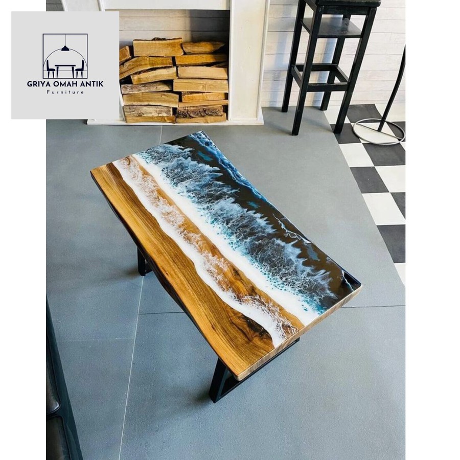 MEJA TAMU MODERN MEJA TAMU RESIN MURAH meja teras MEJA TAMU KAYU KOMBINASI RESIN
