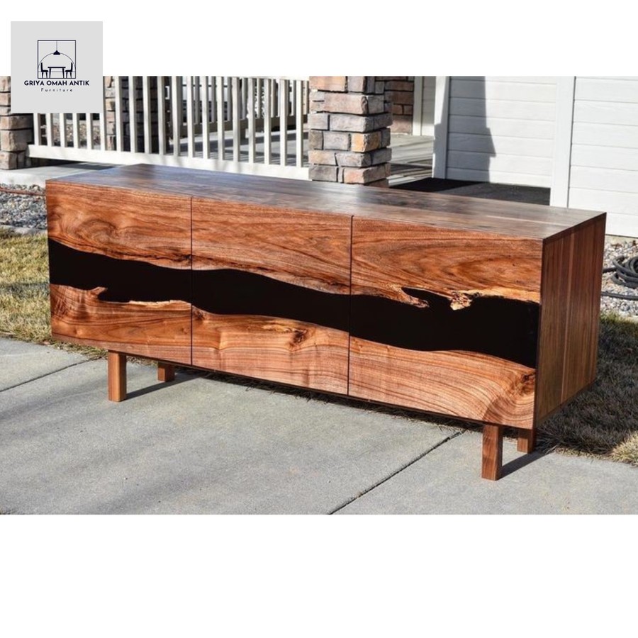 tv cabinet kayu jati kombinasi resin, modern tv cabinet Tv cabinet kayu jati