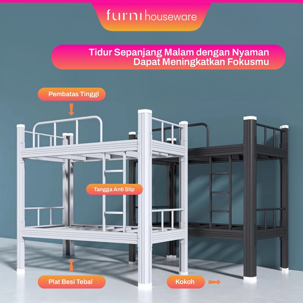 Ay00 7.7 Ranjang 2 Susun Besi Ranjang Tingkat 2 Susun Tempat Tidur Minimalis Ranjang Dipan Bunked