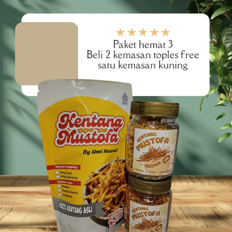 

kentang Mustofa gurih renyah promo paket hemat dapet 3 kemasan