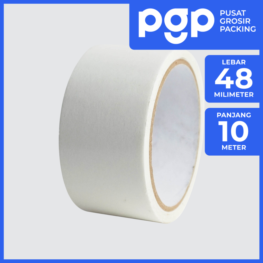 

Double Tape Kertas 48mm x 10 Meter | 1 Pcs/Roll (Satuan) | Lakban Murah Berkualitas