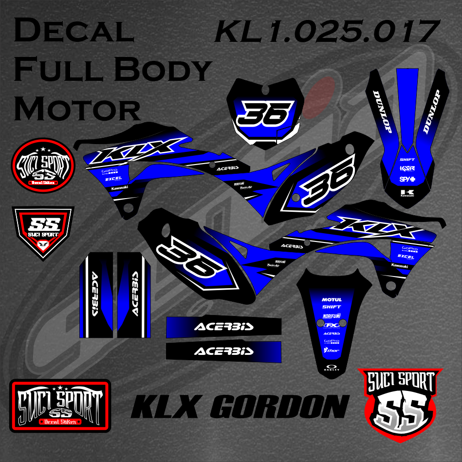 DECAL KLX GORDONS / DECAL STICKER KLX GORDON BIRU/CUSTOM DECAL KLX 150 (KL1.025.017)