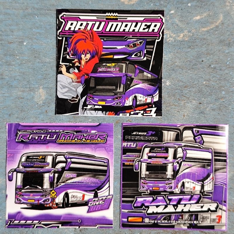 Stiker bus RATU MAHER isi 3 Stiker bis bus  Sjm Trans Ratu maher