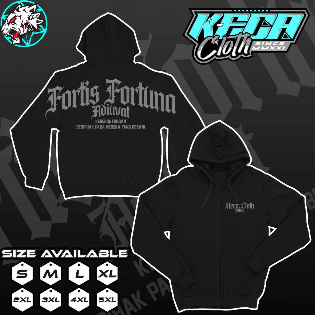 Jaket Zipper Fortis Fortuna Adiuvat Hoodie Kata Kata Viral PREMIUM TEBAL