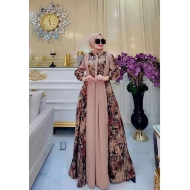 Gamis Syari Nadira Model Terbaru  - Dress Motif Formal Muslim Gamis Simple - Gamis Lebaran motif Bun