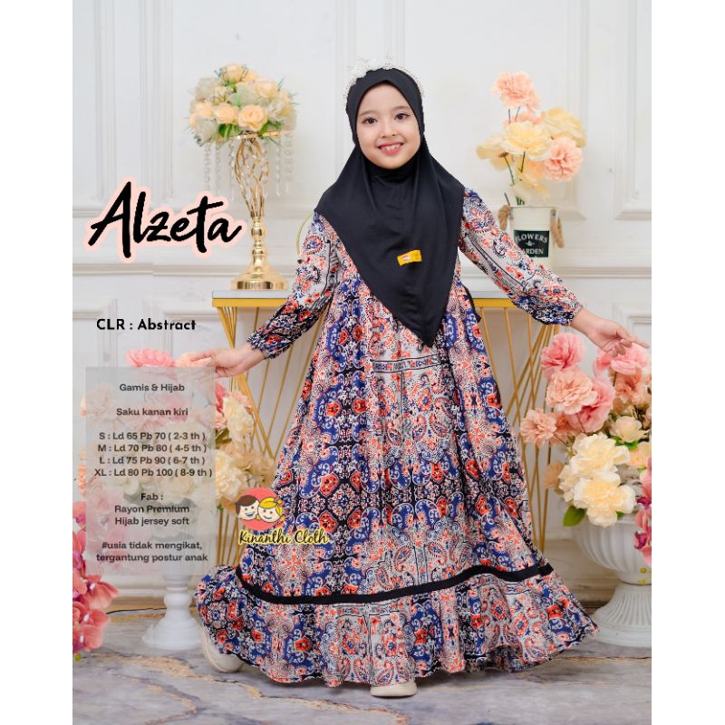 Alzeta gamis anak set hijab ori KINANTHI CLOTH